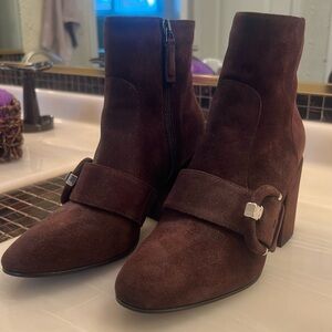 Brown suede ankle boots